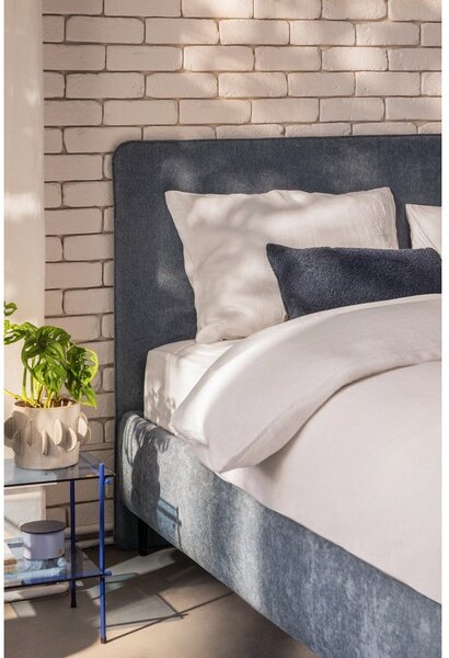 Niebieskie tapicerowane łóżko dwuosobowe ze stelażem 160x200 cm Noira Slim – Bonami Selection