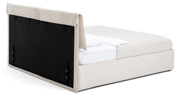 Beżowe tapicerowane łóżko dwuosobowe ze schowkiem i stelażem 160x200 cm Thessa Pillow – Bonami Selection