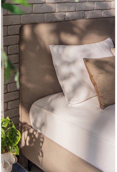 Szarobrązowe tapicerowane łóżko dwuosobowe ze stelażem 160x200 cm Noira Slim – Bonami Selection