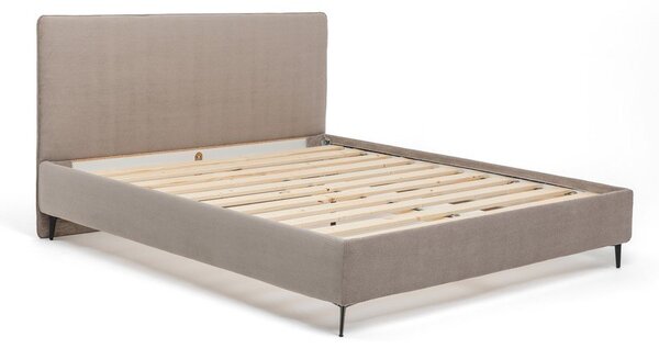 Szarobrązowe tapicerowane łóżko dwuosobowe ze stelażem 160x200 cm Noira Slim – Bonami Selection