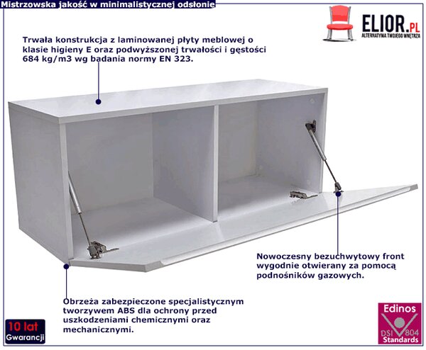 Biała minimalistyczna szafka wisząca RTV 100 cm - Vicky 2X