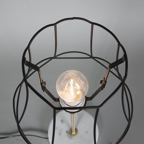 Retro lampa stołowa mosiężna z ramką Granny czarną 25 cm - Kaso