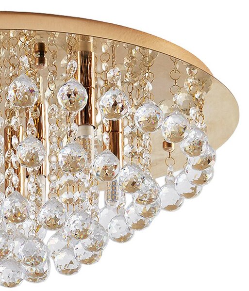 Lampa sufitowa kryształowa Gillion Lindby, możliwość ściemniania, mosiężny / złoty, salon / jadalnia, kryształ, nowoczesny