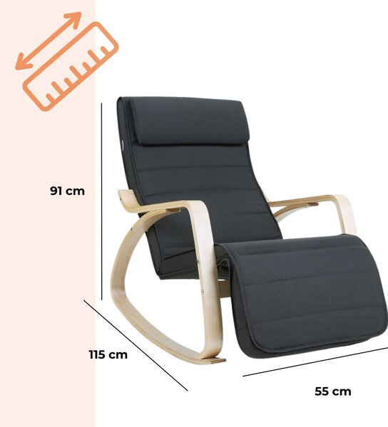 Fotel bujany SWING, max obciążenie 150kg, 67x115x91cm, antracyt Jurhan