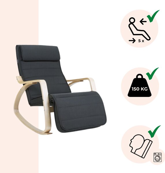 Fotel bujany SWING, max obciążenie 150kg, 67x115x91cm, antracyt Jurhan