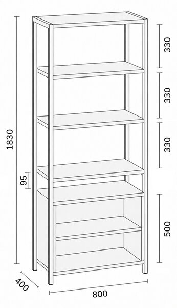 Ścianka półkowa HOME OFFICE z szafką półkową, czarna/brzoza
