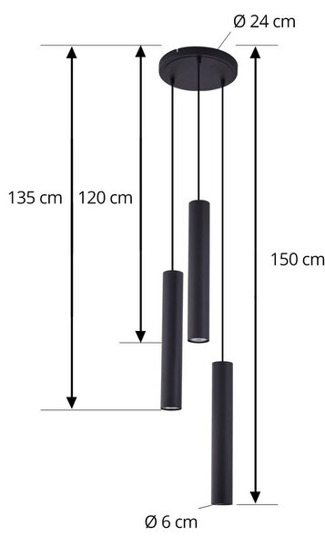 Lampa wisząca Joffrey Lindby, możliwość ściemniania, czarny, salon / jadalnia, metal, nowoczesny