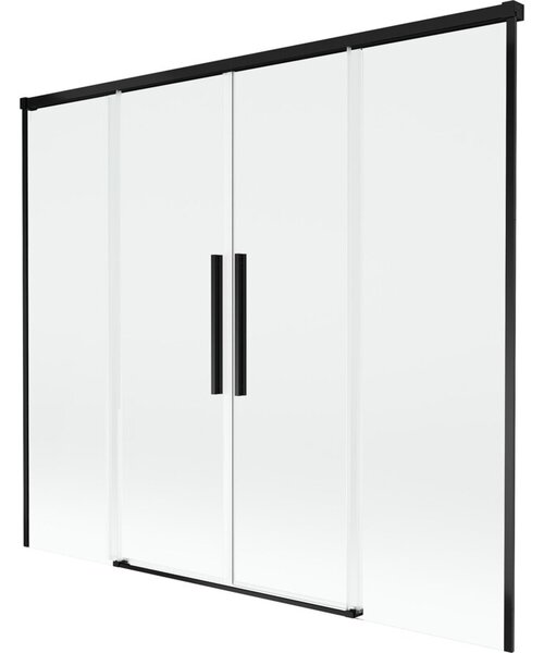 Mexen Rox parawan nawannowy 2-skrzydłowy rozsuwany 170 x 150 cm, transparent, czarny - 8C9-170-002-70-00