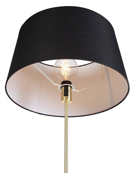 Lampa stojąca złota/mosiężna z czarnym abażurem lnianym 45 cm - Parte