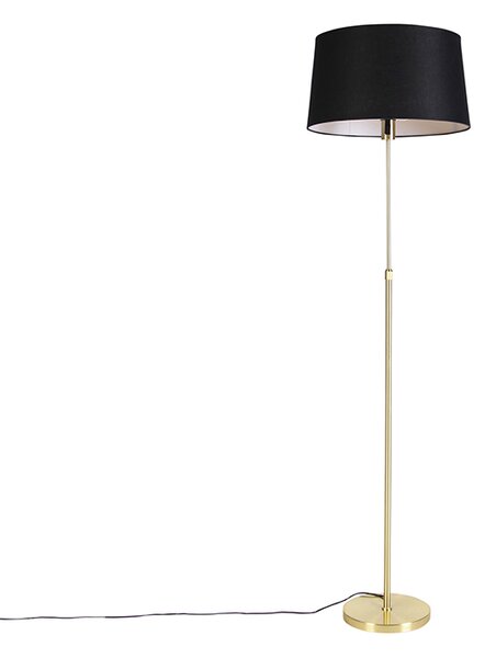 Lampa stojąca złota/mosiężna z czarnym abażurem lnianym 45 cm - Parte