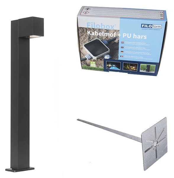 Przemysłowa stojąca lampa zewnętrzna czarna 65 cm IP44 - Baleno