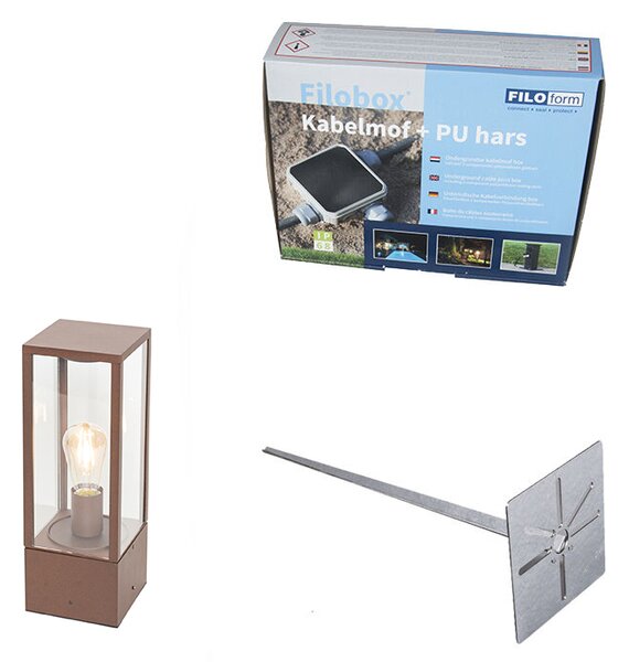 Przemysłowa stojąca lampa zewnętrzna rdzawy brąz 40 cm IP44 - Charlois