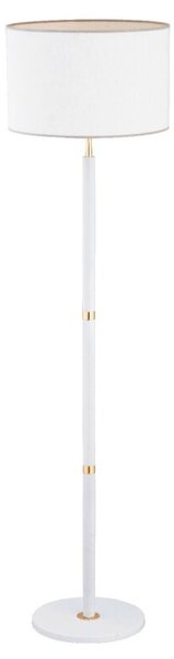 Lampa stojąca podłogowa biała z abażurem złote elementy do salonu sypialni 155 cm 1xE27 15W SOPRANO Alfa