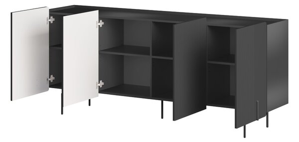Komoda Malmi 200 cm czterodrzwiowa - czarny mat / czarne nóżki