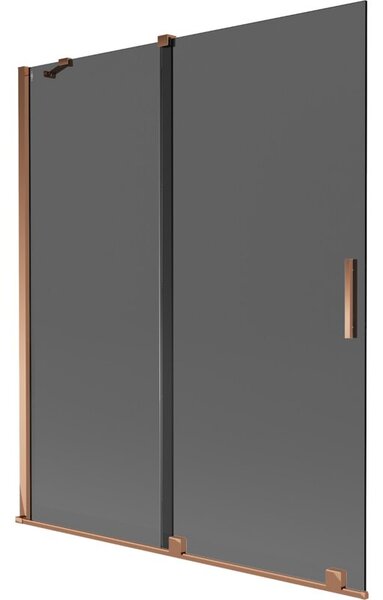 Mexen Velar parawan nawannowy 2-skrzydłowy rozsuwany 140 x 150 cm, grafit, różowe złoto - 896-140-000-41-60