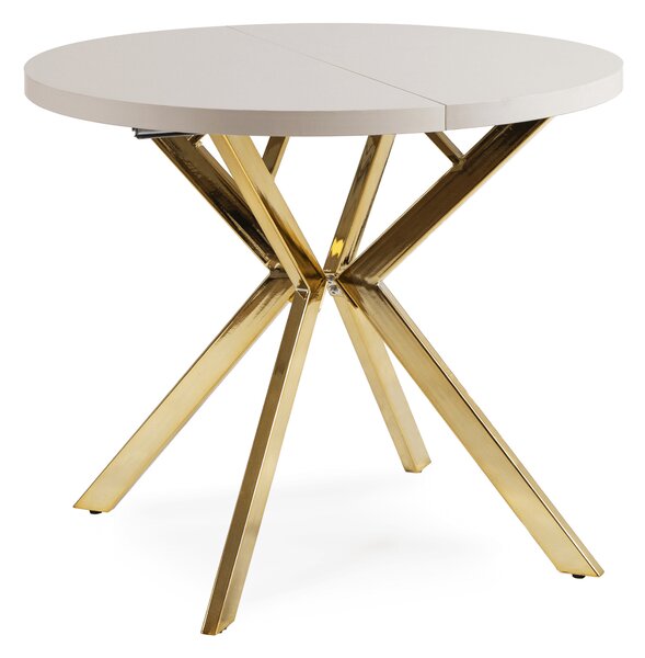 Stół Okrągły Rozkładany LUGO 90-190 cm Kaszmir/Złoty Glamour