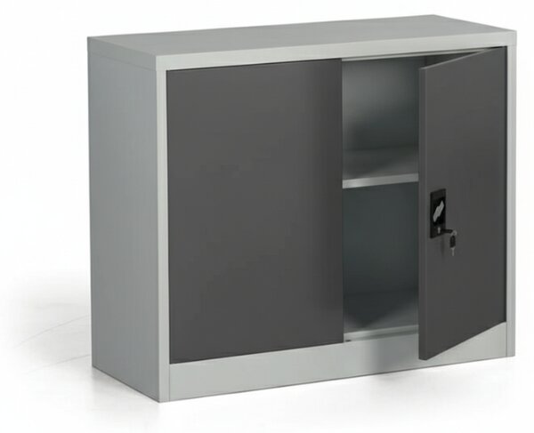 Metalowa szafa, demontowana, 1 półka, 950 x 800 x 400 mm, ciemnoszara