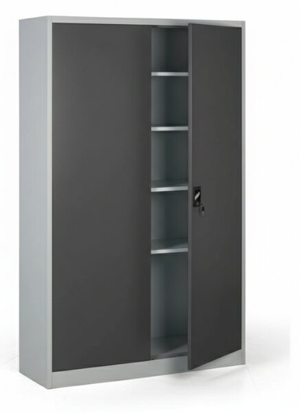 Metalowa szafa, demontowana, 4 półki, 1200 x 1950 x 400 mm, ciemnoszara