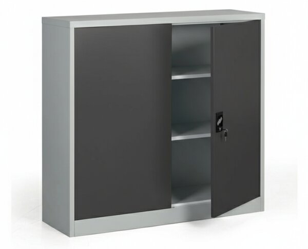 Metalowa szafa, demontowana, 2 półki, 1200 x 1150 x 400 mm, ciemnoszara