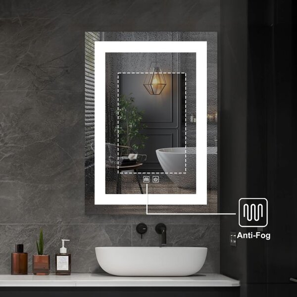 IREDA Lustro łazienkowe z oświetleniem LED, 80 x 60 cm
