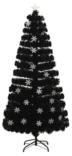 Choinka ze śnieżynkami LED, czarna, 150 cm, światłowodowa