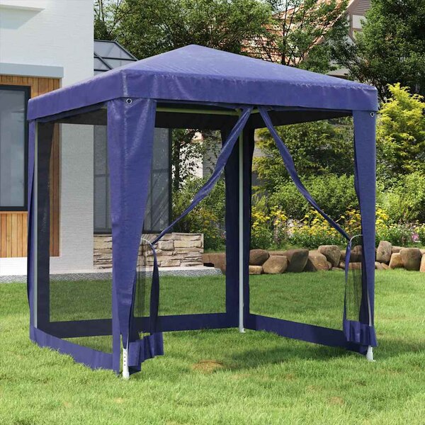Namiot imprezowy z 4 ścianami z siatki, niebieski, 2x2 m, HDPE