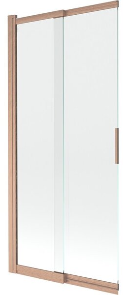 Mexen Fox parawan nawannowy 2-skrzydłowy przesuwny 85 x 150 cm, transparent, miedź szczotkowana - 891-085-002-65-00