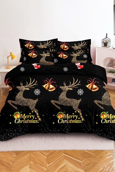 Pościel z mikrofibry STARLIT DEER czarna Rozmiar pościeli: 70 x 80 cm | 140 x 200 cm