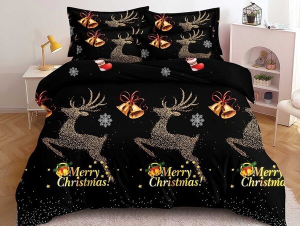 Pościel z mikrofibry STARLIT DEER czarna Rozmiar pościeli: 70 x 80 cm | 140 x 200 cm