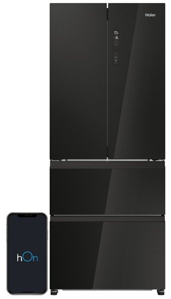 Lodówka HAIER HFR3718ENGB Side by Side No Frost 177.5cm Czarne szkło