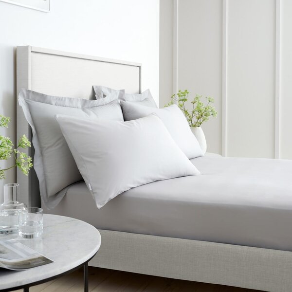 Szare prześcieradło z perkalu bawełnianego z gumką 90x190 cm Cotton Percale – Bianca