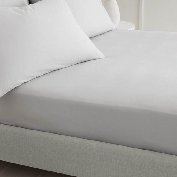 Szare prześcieradło z perkalu bawełnianego z gumką 90x190 cm Cotton Percale – Bianca