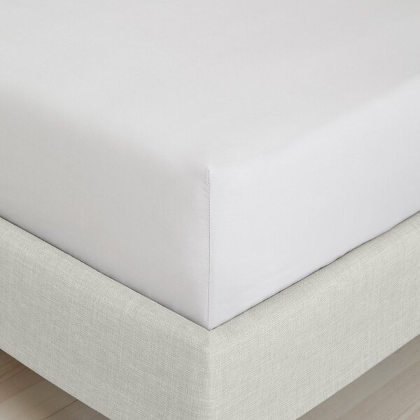 Szare prześcieradło z perkalu bawełnianego z gumką 90x190 cm Cotton Percale – Bianca