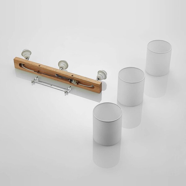 Lindby Reflektor sufitowy Imarin, 56 cm, 3-punktowa, biała, drewno Imarin Lindby, możliwość ściemniania, jasne drewno, salon / jadalnia, drewno, skandynawski