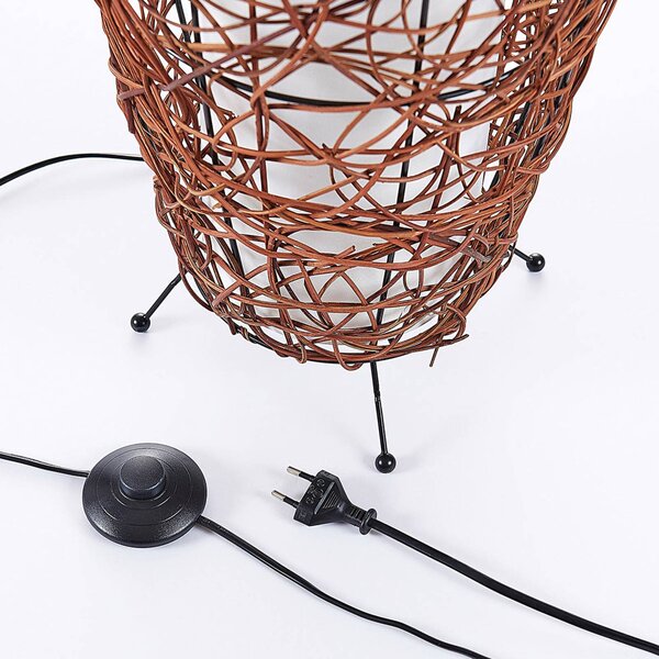 Lampa stojąca Nias Lindby, brązowy / rdzawy, salon / jadalnia, drewno, nowoczesny