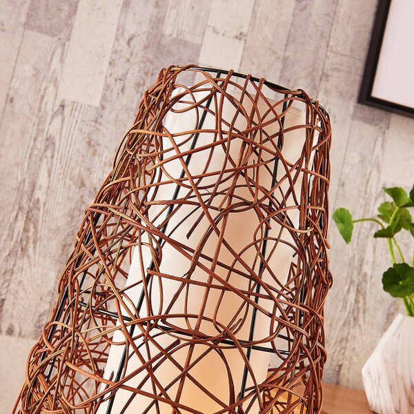 Lampa stojąca Nias Lindby, brązowy / rdzawy, salon / jadalnia, drewno, nowoczesny