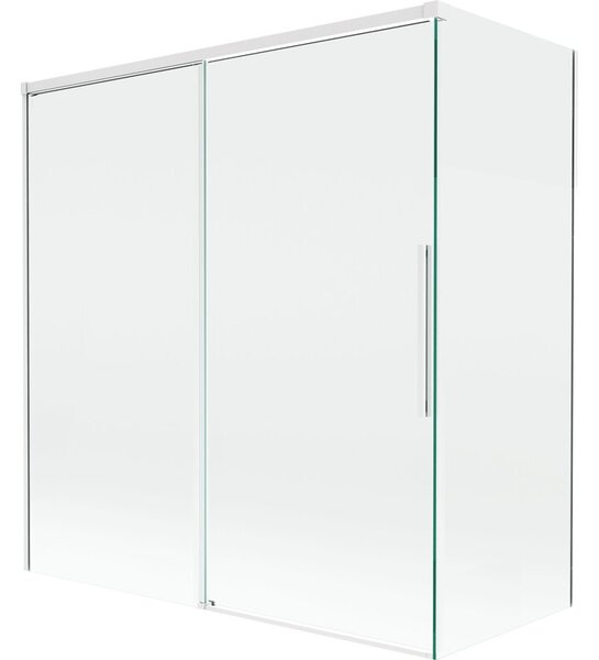 Mexen Rox parawan nawannowy 2-skrzydłowy rozsuwany 150 + 70 x 150 cm, transparent, biały - 8C9-150-070-20-00
