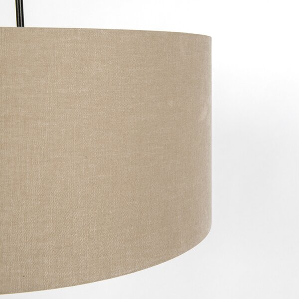 Rustykalna lampa wisząca czarna z beżowym kloszem 50cm - Combi