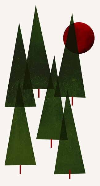 Ilustracja Little Christmas Forrest, Kubistika