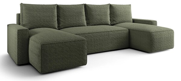 Zielony narożnik U tapicerowany tkaniną boucle D3-C45