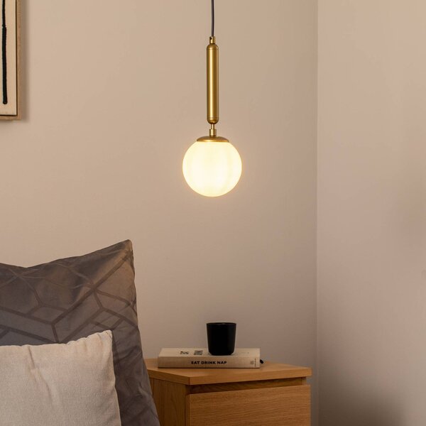 Lampa wisząca szklana King Opviq, możliwość ściemniania, mosiężny / złoty, salon / jadalnia, szkło