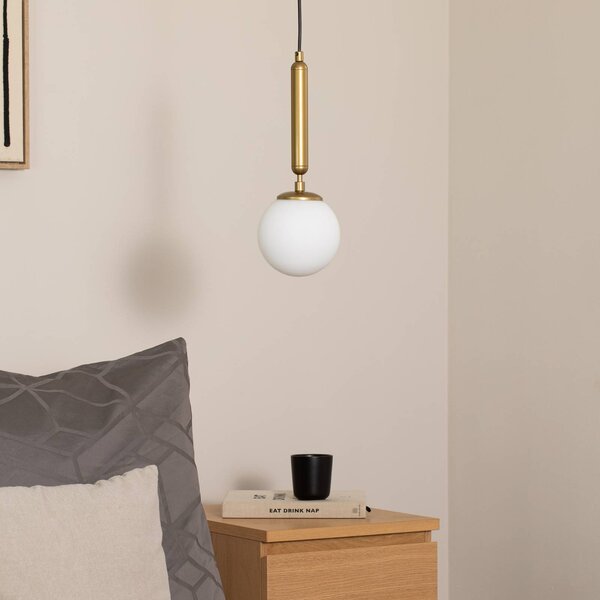 Lampa wisząca szklana King Opviq, możliwość ściemniania, mosiężny / złoty, salon / jadalnia, szkło