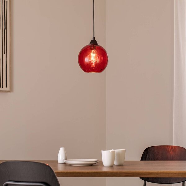 Lampa wisząca szklana Benek Opviq, możliwość ściemniania, czerwony, salon / jadalnia, szkło, młodzieżowy