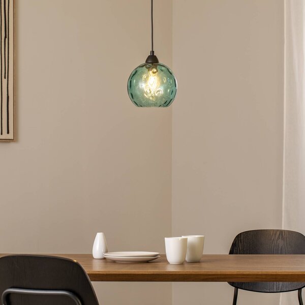 Lampa wisząca szklana Benek Opviq, możliwość ściemniania, niebieski, salon / jadalnia, szkło, młodzieżowy