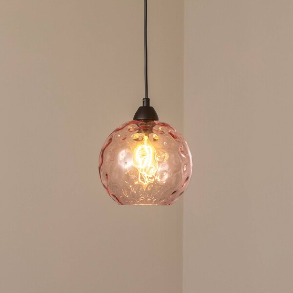 Lampa wisząca szklana Benek Opviq, możliwość ściemniania, fioletowy / różowy / bladoróżowy, salon / jadalnia, szkło, młodzieżowy