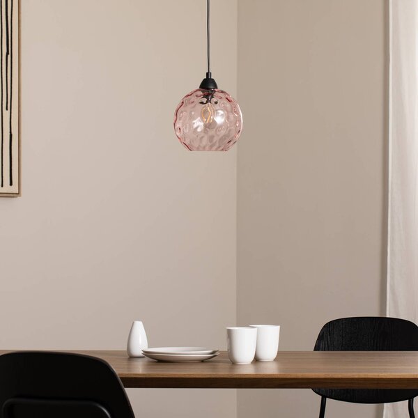 Lampa wisząca szklana Benek Opviq, możliwość ściemniania, fioletowy / różowy / bladoróżowy, salon / jadalnia, szkło, młodzieżowy