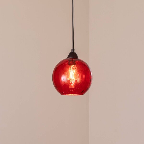 Lampa wisząca szklana Benek Opviq, możliwość ściemniania, czerwony, salon / jadalnia, szkło, młodzieżowy