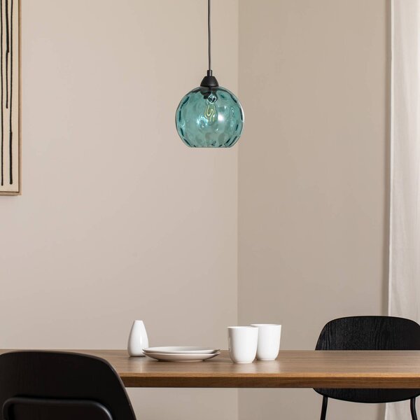 Lampa wisząca szklana Benek Opviq, możliwość ściemniania, niebieski, salon / jadalnia, szkło, młodzieżowy