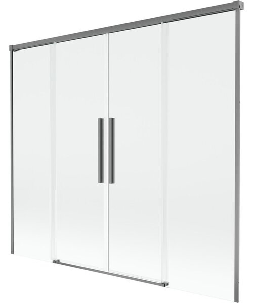 Mexen Rox parawan nawannowy 2-skrzydłowy rozsuwany 170 x 150 cm, transparent, gun metal - 8C9-170-002-95-00