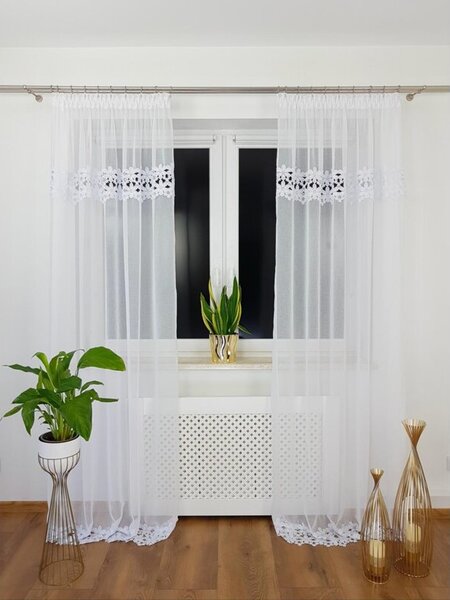 Firana balkonowa sable biaÅa z podwÃ³jnÄ gipiurÄ 140x250 cm
